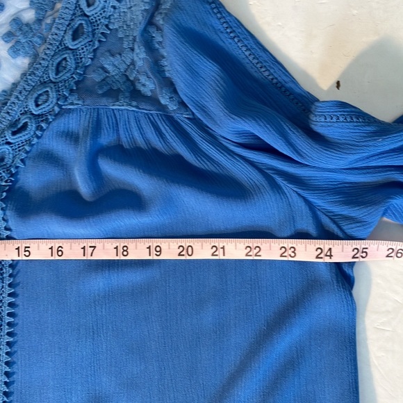 JohnPaulRichard Petites gauze and lace blouse china blue size petite XL - Picture 12 of 16